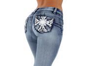 Style SF35057S – Colombian Design Butt Lift Levanta Cola Skinny Jeans in Washed Blue