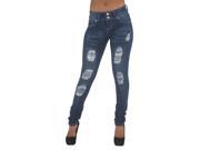 Style 14819– Colombian Design Butt Lift Ripped Destroyed Skinny Jeans in Washed Blue Size 13