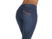 Style B26SK– Colombian Design Butt Lift Mid Waist Skinny Jeans in Navy Size 7