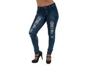CH025A R–Colombian Design Classic Fashionable Destroyed Ripped Skinny Jeans in Washed Blue Size 3