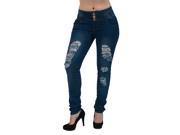 A5098–Colombian Design Butt Lift Levanta Cola Destroyed Ripped Skinny Jeans in Washed Blue Size 5