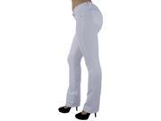 Basic Boot Leg Premium Stretch Cotton Pants with Gentle Butt Lift stitching in White Size M