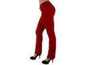 Basic Boot Leg Premium Stretch Cotton Pants with Gentle Butt Lift stitching in Red Size S