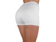 U Turn Jeans Style 3004 Colombian style Super Sexy Stretch Moleton Butt lift Push Up Levanta Cola High Waist Shorts in White Size L