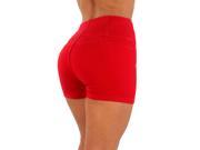 U Turn Jeans Style 3004 Colombian style Super Sexy Stretch Moleton Butt lift Push Up Levanta Cola High Waist Shorts in Red Size M