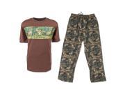 Mens Hunting Print T Shirt and Cotton Printed Flannel Pants Pajama Set