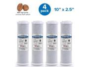 Hydronix 4 Pack Carbon Block Water Filters Coconut Shell CTO for Whole house RO DI Hydroponics 10 x 2.5 5 Micron