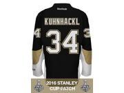 Tom Kuhnhackl Pittsburgh Penguins Stanley Cup Patch Reebok Home NHL Jersey