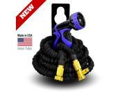 World s Strongest Expandable Garden Hose Set with MADE IN USA inner tube material FREE 9 Settings Hose Nozzle Hose Holder 100 ft Black