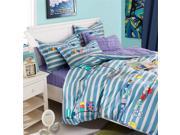 100% Cotton 4 Pieces Bedding Comfort Set 1 Duvet Cover 1 Fitted Sheet 2 Pillowcases King Size Duvet 90*98.5 inch Sheet 78*91 inch Blue