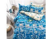 100% Cotton 4 Pieces Bedding Comfort Set 1 Duvet Cover 1 Fitted Sheet 2 Pillowcases King Size Duvet 90*98.5 inch Sheet 78*91 inch Blue