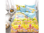 100% Cotton 4 Pieces Bedding Comfort Set 1 Duvet Cover 1 Fitted Sheet 2 Pillowcases King Size Duvet 90*98.5 inch Sheet 78*91 inch Yellow