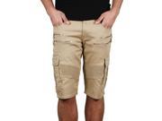 Skinny Fit Twill Moto Cargo Shorts with Zipper Trim from Krome
