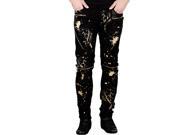 Skinny Fit Foil Print Twill Moto Pants from Krome