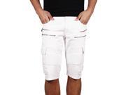 Skinny Fit Twill Moto Cargo Shorts with Zipper Trim from Krome