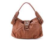 Pop Fashion Womens Classic Everyday Fold Over Buckle Purse Handbag Tote Bag Brown