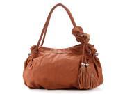 Pop Fashion Womens Casual Trendy Flower Tassell Purse Handbag Tote Bag Brown