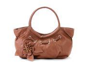 Pop Fashion Womens Everyday Trendy Flower Purse Handbag Tote Bag Brown