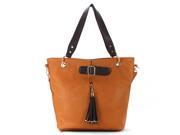 Pop Fashion Womens Casual Everyday Tassell Purse Handbag Tote Bag Saddle