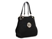Pop Fashion Womens Trendy Dressy Emblem Purse Handbag Tote Bag Black