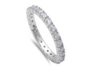 Women s Round 4 Prong Cubic Zirconia Eternity Band .925 Sterling Silver Ring Size 6