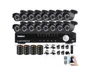 TMEZON 16CH 1080N AHD DVR Video Surveillance System 16 Pcs Waterproof Outdoor HD 1.0MP Bullet Cameras Home Security Kit No HDD