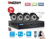 [1080P HD TVI] Tmezon 4 Channel HD TVI 1080p Video Security System DVR with 1TB Hard Drive and 4 HD TVI 1080p Dome Cameras with IP66 Weatherproof Housing and