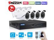 Tmezon 8 Channel 1080P HD TVI Security Camera System 4 2.0MP 2MP 1920TVL Varifocal 2.8 12mm Zoom Lens Outdoor Waterproof Surveillance Bullet Cameras IP66 Wea