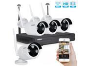 TMEZON 960P 4CH HD Wireless Security Camera System with 4x HD WiFi Day Night Vision Outdoor IP Cameras 1.3MP IP66 80ft IR No HDD