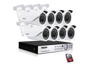 TMEZON 16CH Channel AHD 1080P DVR System CCTV Cameras Surveillance Security System 8x 2.0MP Night Vision Outdoor 2.8mm 12mm Zoom Lens AHD Bullet Camera 2TB HDD