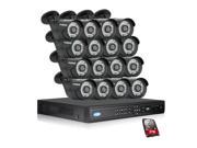 Tmezon Face Detection 16x 3MP 3 Megapixel IP Camera Security System 16 Channel IP PoE NVR Resolution 720p 5MP w 3TB Hard Drive and 16x 3.0MP Black Bulle