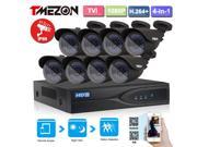 Tmezon 1080P TVI 8CH 4in1 HDMI DVR P2P 8 2.0MP 2MP Security Bullet Camera System Smart VCA 3.6mm Lens