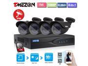 Tmezon 8CH 1080P HD TVI Security Camera System with 1TB Hard Drive Pre installed 4 2.0MP 1920TVL Surveillance Cameras IP66 Weatherproof Metal Housing