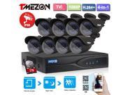 Tmezon Best Vision 8CH 1080P H.264 TVI DVR 8 2MP 2.0MP Home Security Bullet Camera System 42 Leds 1TB Pre installed