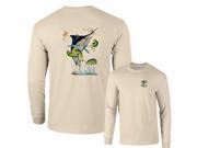 Fair Game One Marlin and Bull Dolphin Fishing Long Sleeve T Shirt Sand 2x