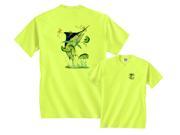 Fair Game One Marlin and Bull Dolphin Fishing T Shirt Safety Green S