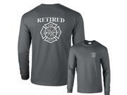 Retired Firefighter Maltese Cross Front Back Long Sleeve T Shirt