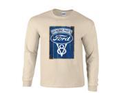 Genuine Parts Ford V8 Blue Vintage Logo Long Sleeve T Shirt
