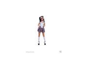 Living Fiction Nerdy Girl Adult Halloween Costume Pink Plaid Glasses Tights Wom