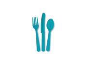 Unique Plastic Cutlery Assortment Package Of 18 Teal