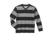 Faded Glory Boys V Neck Sweater Black Gray Stripe XL 14 16