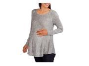 Faded Glory Maternity Long Sleeve Hacci Swing Top Soft Grey Small