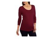 Faded Glory Maternity Long Sleeve Ribbed Scoop Neck Tee Bordeaux Small 4 6