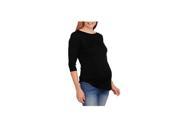 Faded Glory Maternity 3 4 Sleeve Boat Neck Top Black X Large