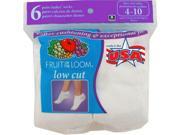 Fruit of the Loom Womens Low Cut Socks 6 Pairs White 8 12