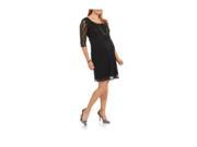Start Vixen Maternity Long Sleeve Lacey A Line Dress Black Medium