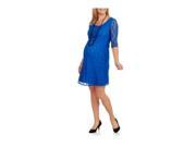 Start Vixen Maternity Long Sleeve Lacey A Line Dress Blue Medium