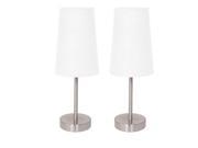 Light Accents Brushed Nickel Table Lamps with Fabric Shades 2 Pack Set