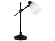 Light Accents Antique Style Desk Lamp with Black with Gold Trim and Frosted White Glass Shade