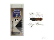 Pack 12 Private Reserve Fountain Pen Ink Cartridges Ebony Brown